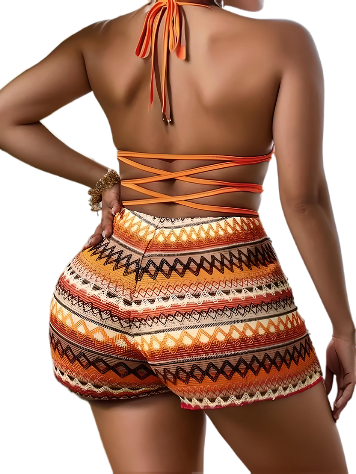 Ensemble brown natural knitting