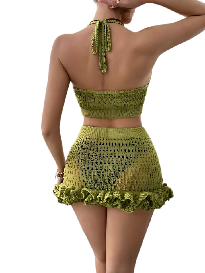 Ensemble green natural knitting